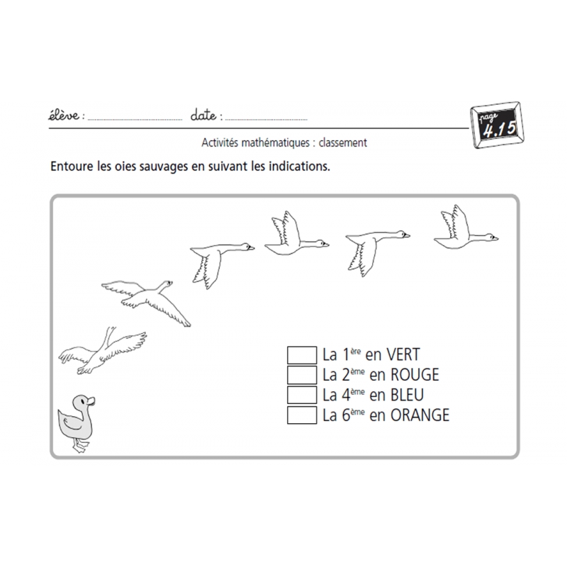 Exemple de fiche "Activités mathématiques : classement" Exemple de fiche "Activités mathématiques : classement"
