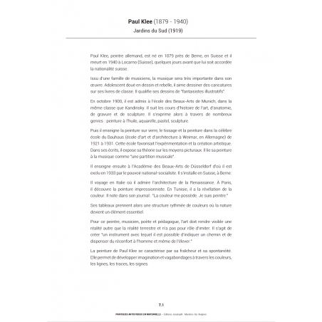 Présentation de l'artisteEnsemble pédagogique – Pratiques artistiques – Maternelle (PS, MS, GS) – JOCATOP
