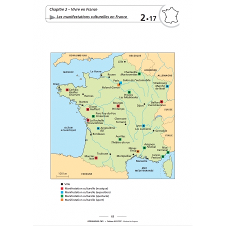 Extrait de l'atlas Enseigner la géographie – Géographie – CM1 – Mallette pédagogique PE – JOCATOP Extrait de l'atlas Enseigner la géographie – Géographie – CM1 – Mallette pédagogique PE – JOCATOP