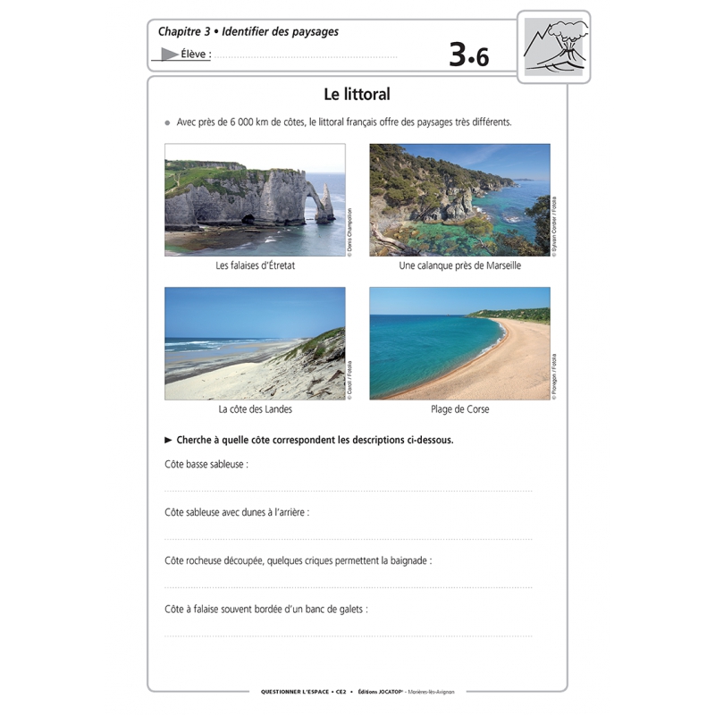 Fiche élève Questionner l’espace et les espaces – Géographie – CE2 – Ensemble pédagogique complet – JOCATOP Fiche élève Questionner l’espace et les espaces – Géographie – CE2 – Ensemble pédagogique complet – JOCATOP