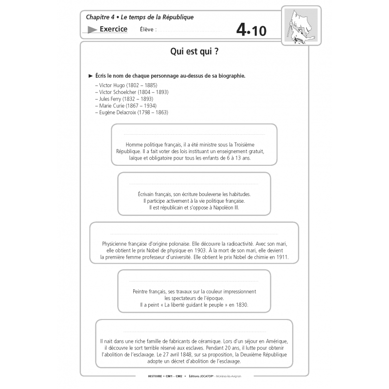 Histoire – CM1 CM2 – Dossier pédagogique – Pédagogie innovante – JOCATOP Histoire – CM1 CM2 – Dossier pédagogique – Pédagogie innovante – JOCATOP
