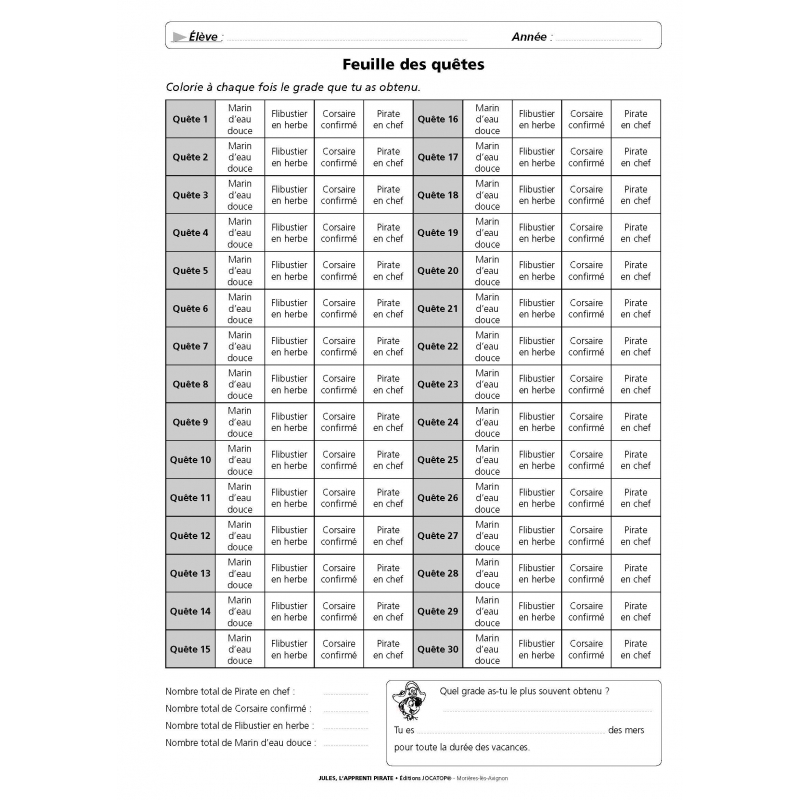 Feuille des quêtes