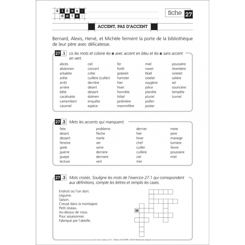 Jeux D’orthographe Et De Vocabulaire • Niveau 1