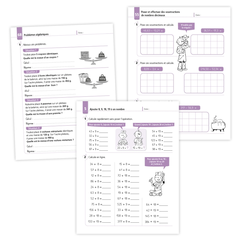 Cahier de calculs CM1 – Mathématiques – Nombres et calculs avec Bout de Gomme